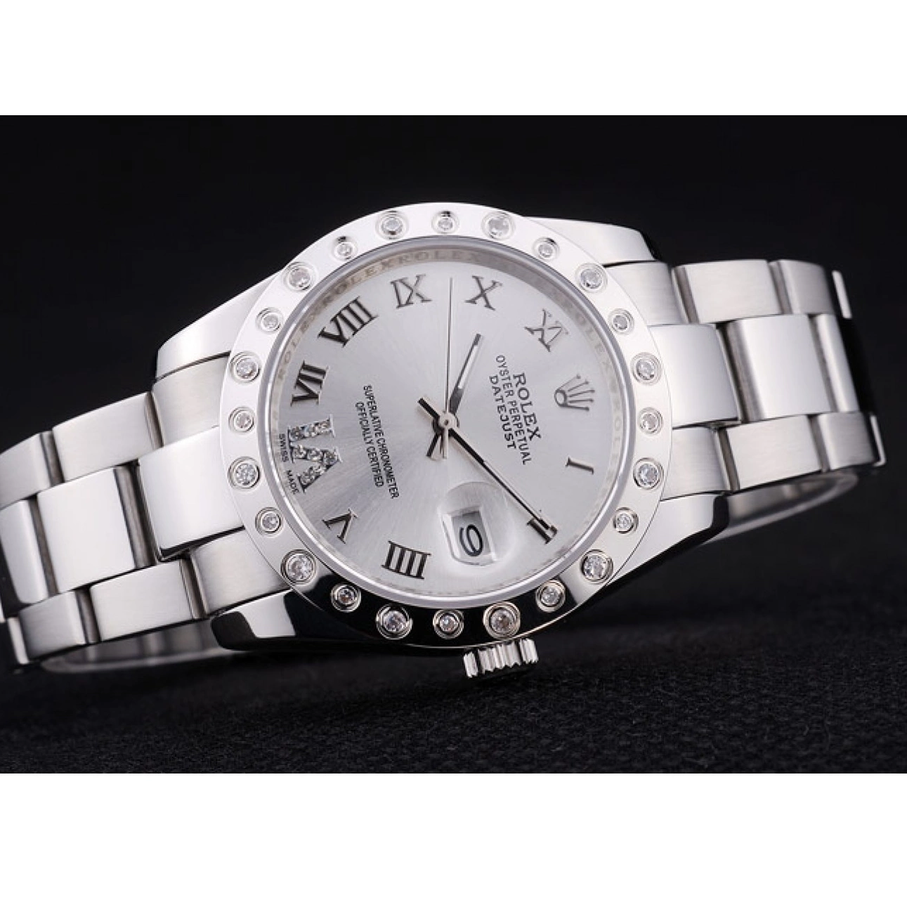 Aaa replica watch Rolex Bezel Dial Diamond Silver 7468 Datejust 0819